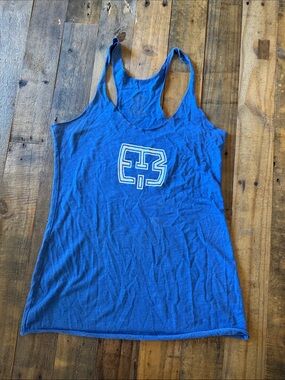 Blue Women's Racerback Tank Top with Chest Logo
